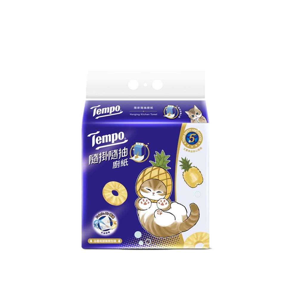 Tempo 隨掛隨抽廚紙 貓福珊迪 160抽x10串/箱