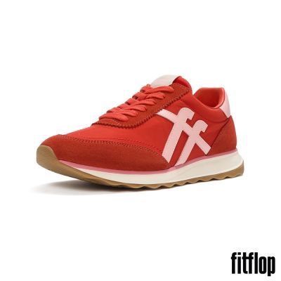 【FitFlop】RETRO-Q FF 布料/麂皮休閒鞋-女(櫻桃番茄紅/暖粉紅)