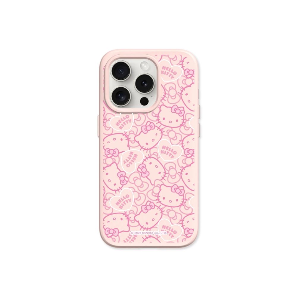 犀牛盾 iPhone 15/16/17/18系列 SolidX MagSafe兼容 強化吸震緩衝防摔磁吸手機殼/Hello Kitty-粉紅愛心 (櫻花粉)