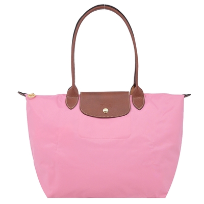 LONGCHAMP LE PLIAGE系列長把再生尼龍摺疊水餃包(大/棉花糖粉)