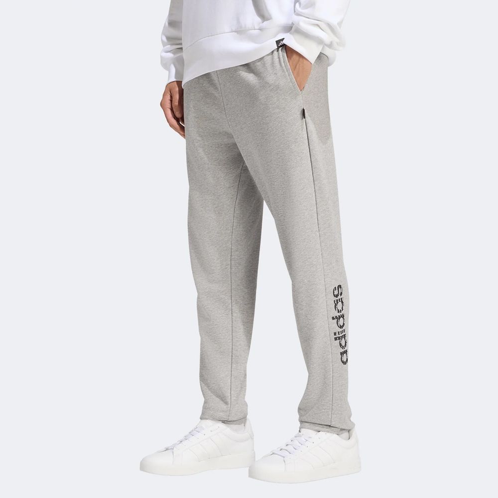 ADIDAS 男 長褲 淺灰/黑 M LIN FT PT VL 運動長褲 束口褲  KD956 (5淺灰色系)