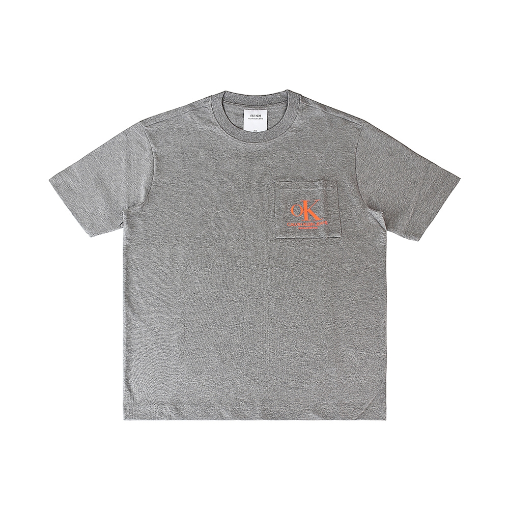 CK Calvin Klein螢光橘字印花LOGO純棉短T(XS/S/M/L/灰)