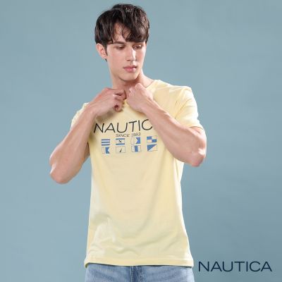 Nautica 官方旗艦 男裝 航海經典印花短袖T恤-黃色