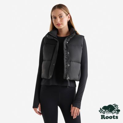 Roots女裝- 短版羽絨背心-黑色