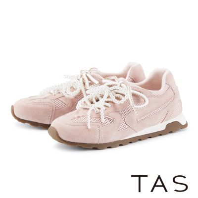 TAS 珍珠雙綁帶休閒鞋 粉色