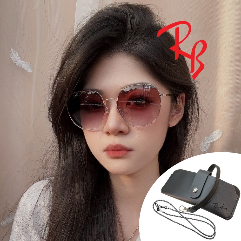 RayBan 雷朋 時尚輕量大鏡面太陽眼鏡 RB3680D 9202/I8 玫瑰金框漸層鏡片 公司貨(贈RAYBAN眼鏡掛袋)