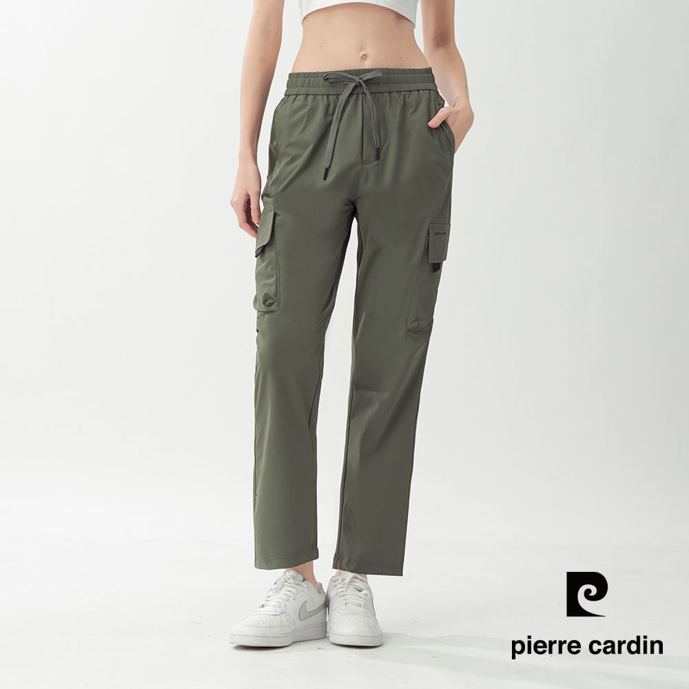 pierre cardin 皮爾卡登 網路獨家 男女款 快乾透氣輕量機能工裝長褲/寬褲(多色任選) (女款-綠色)