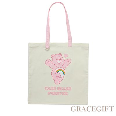【Grace Gift】Care Bears-樂觀小熊印花日常帆布包 粉