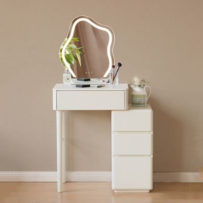 源氏木語小滿奶油風實木原木色伸縮化妝桌櫃0.79MY246D03-(H014403316)