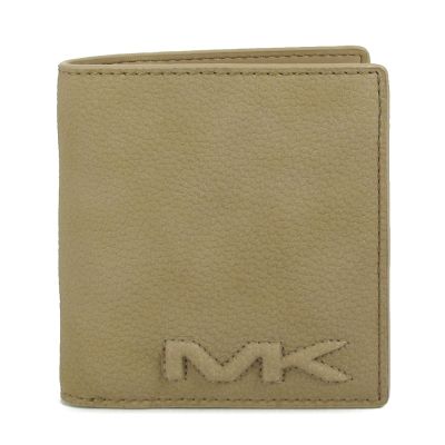 MICHAEL KORS Cooper 荔枝紋浮雕Logo對開式多卡輕巧短夾(駝色)