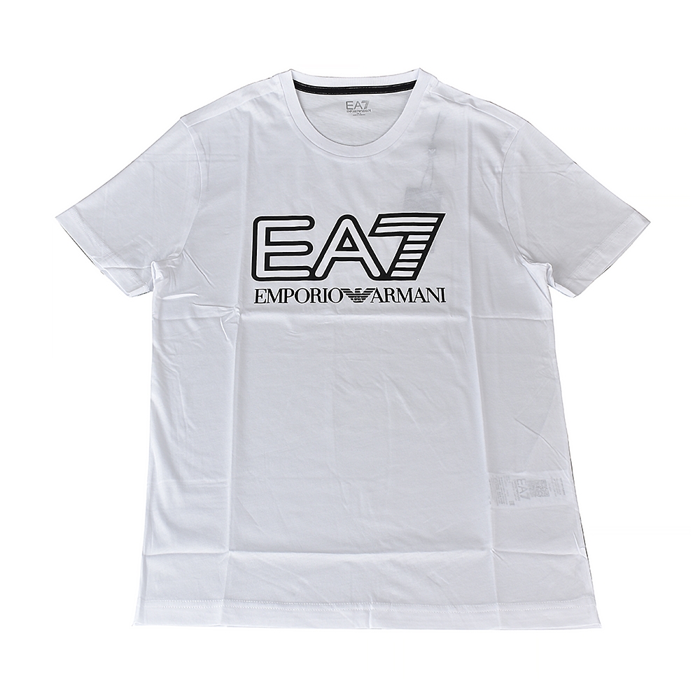EMPORIO ARMANI印花黑字LOGO純棉短袖T恤(S/M/L/XL/XXL/白)