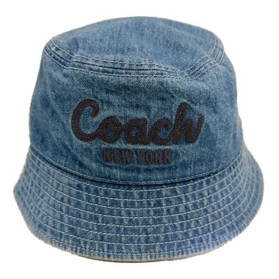 COACH 字母LOGO牛仔布漁夫帽(素面-牛仔藍M/L)