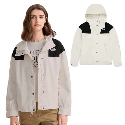 【美國 The North Face】女 3效能 防水透氣防風耐磨連帽外套(亞洲版型)/夾克.風雨衣/DryVent 全壓膠.登山健行旅遊/ 7QSI-N3N 米白