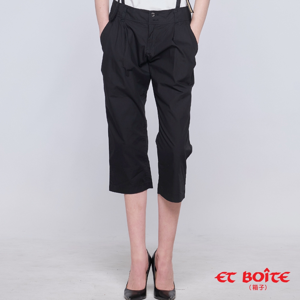 ET BOîTE 箱子 BLUE WAY – 可拆式吊帶七分飛鼠色褲(黑)