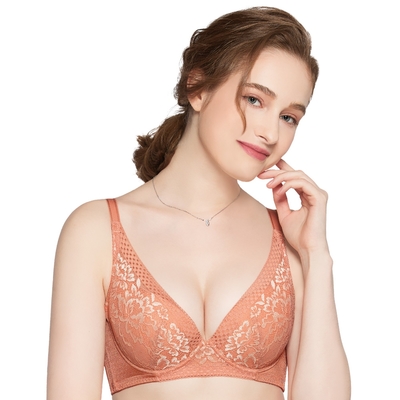 思薇爾 瑪麗蓮系列B-E罩蕾絲集中包覆女內衣(暖日橘)