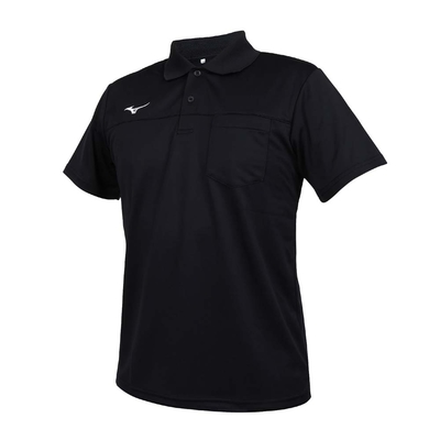 MIZUNO 男短袖POLO衫-台灣製 上衣 休閒 慢跑 咖啡紗 32TAYA0109 黑白