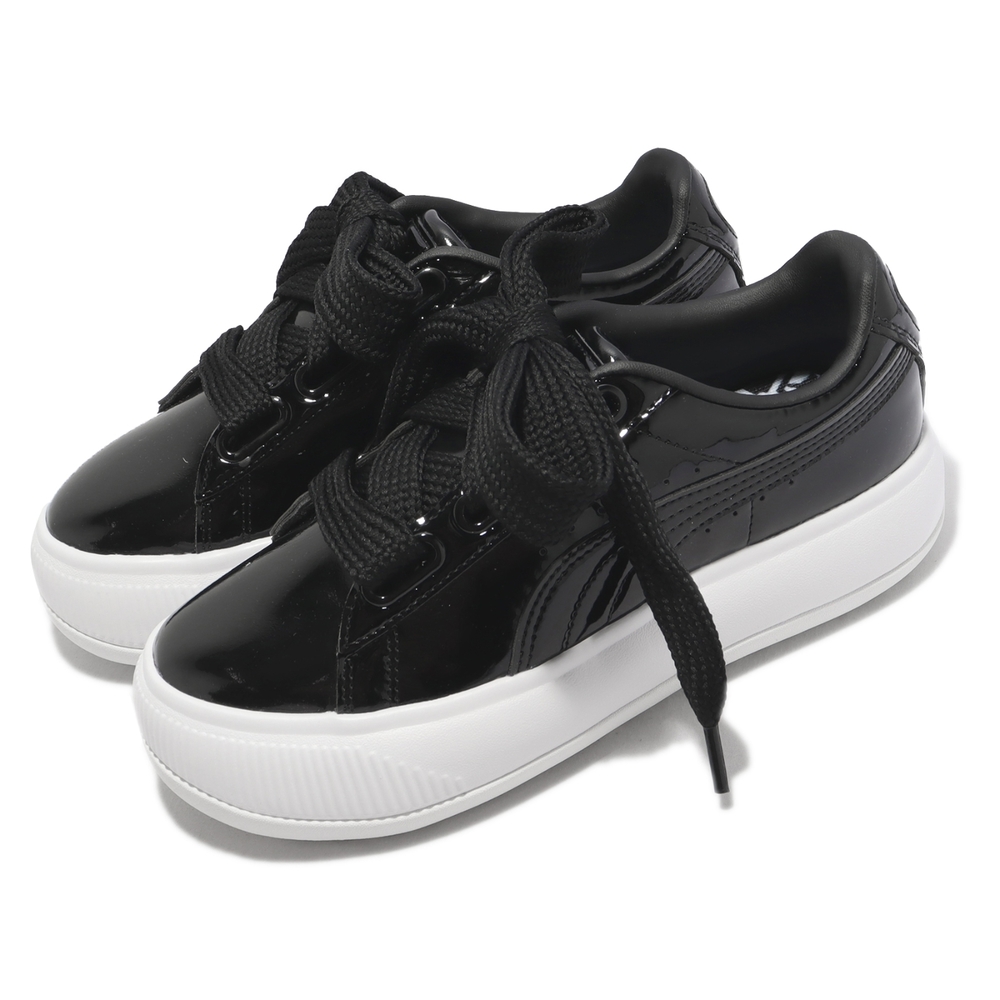Puma 休閒鞋Suede Mayu Heart Patent 女鞋黑白厚底增高漆皮亮面