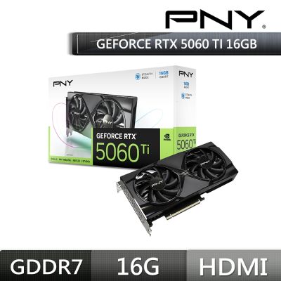 限購★PNY GeForce RTX5060 Ti 16GB 雙風扇顯示卡 VCG5060T16DFXPB1