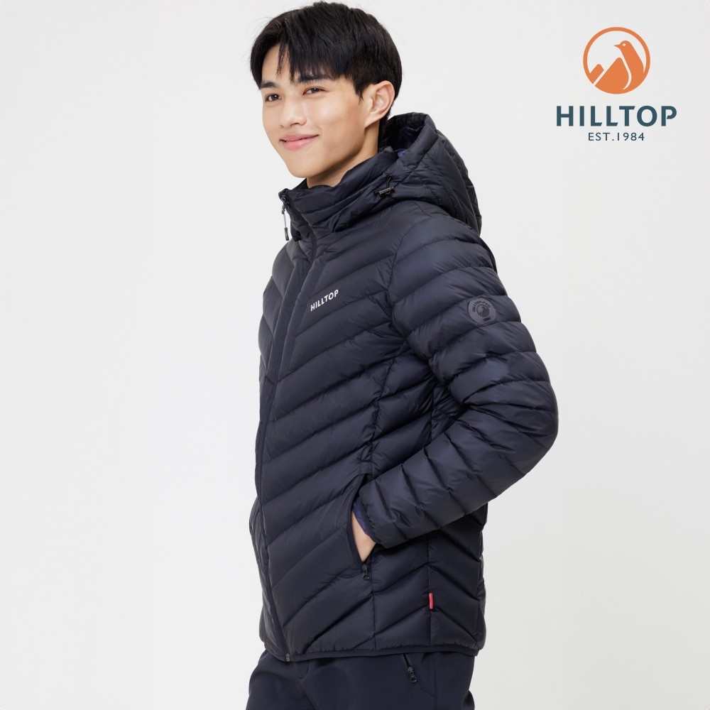 Hilltop 山頂鳥】防潑水保暖羽絨短大衣外套男款黑｜PF22XM24ECA0