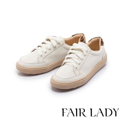 FAIR LADY 軟實力 百搭真皮小白休閒鞋 咖豹 (503103)