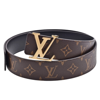 LV Louis Vuitton路易威登 M0566T INITIALES 40系列Monogram帆布字母釦環腰帶/皮帶(黑)