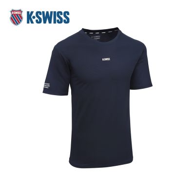 K-SWISS 排汗T恤 26SS PF TEE 11 M 吸濕排汗 短上衣 男短袖上衣 藍色 1013696-420
