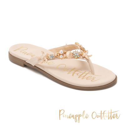 Pineapple Outfitter-海洋貝殼夾腳平底拖鞋RAYSSA-白色