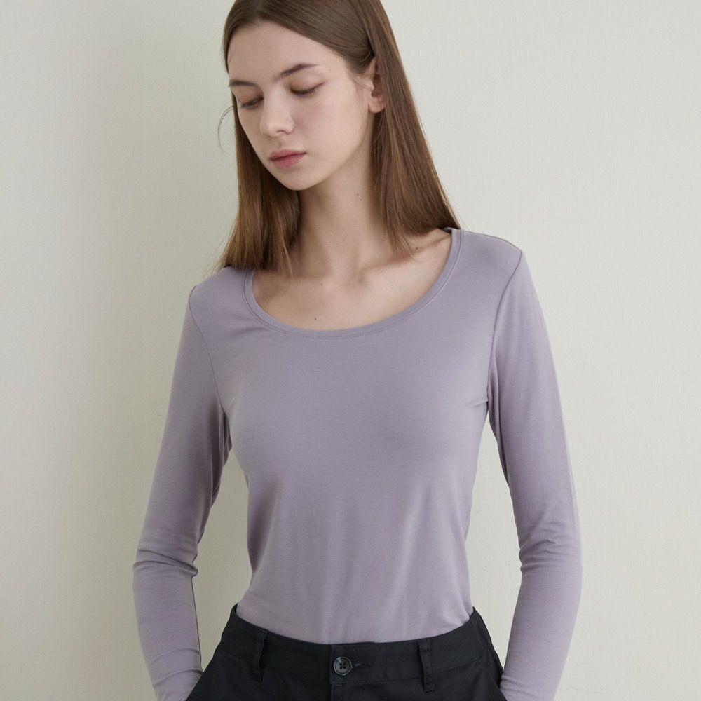 GIORDANO 女裝圓領極暖衣 G-WARMER系列【多色任選】 (33 極簡灰紫)