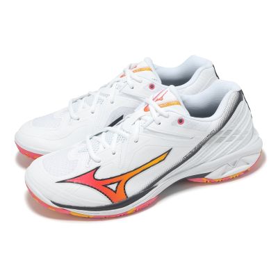 Mizuno 羽球鞋 Wave Claw 3 寬楦 男鞋 白 橘 緩衝 抓地 室內運動 運動鞋 美津濃 71GA2443-35