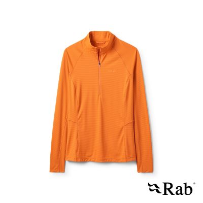 【RAB】Sonic LS Zip 長袖輕量抗臭立領半拉鍊排汗衣 女款 深梅爾巴橘 #QCC54