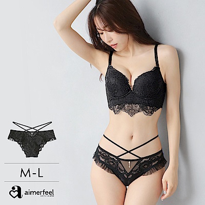 aimerfeel 亮麗墜飾 半包臀內褲-1901622-BL