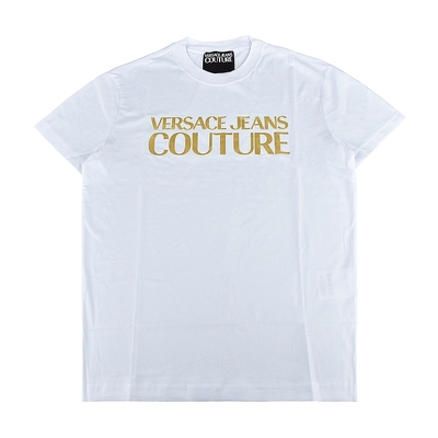 VERSACE JEANS COUTURE金字LOGO純棉短袖T恤(男款/白)