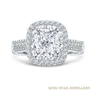 King Star 一克拉 鉑金台 D VS 天然鑽石戒指 豪華滿鑽 枕形 花式車工(整體視覺效果超越5克拉)