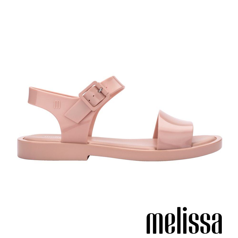 Melissa-簡約一字帶平底涼鞋-粉色