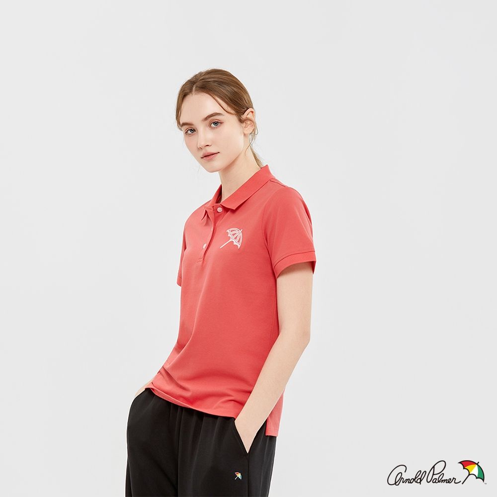Arnold Palmer 女裝-經典大傘LOGO刺繡短袖POLO衫-紅色