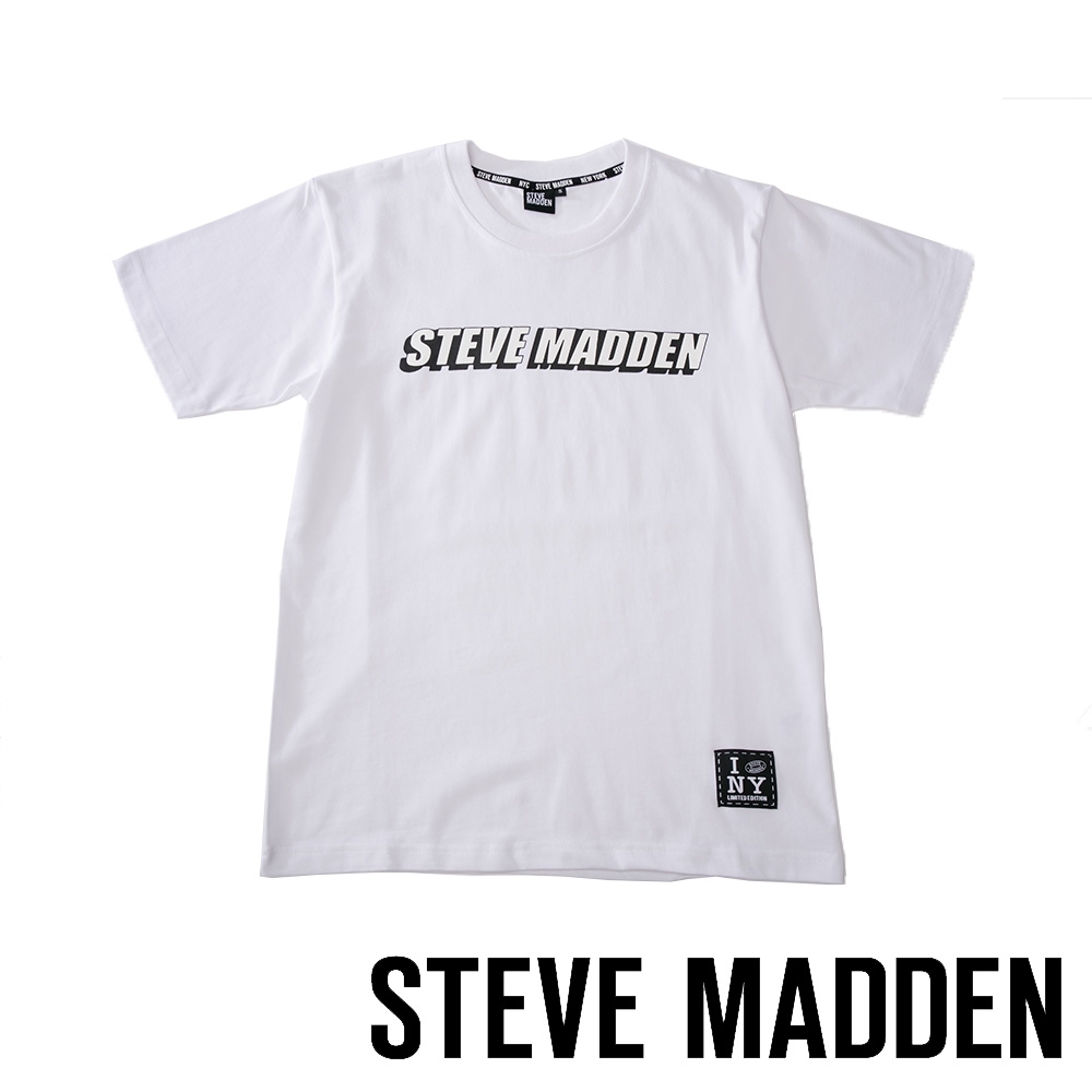 STEVE MADDEN-純棉品牌立體造型LOGO T-Shirt 短袖上衣-白色