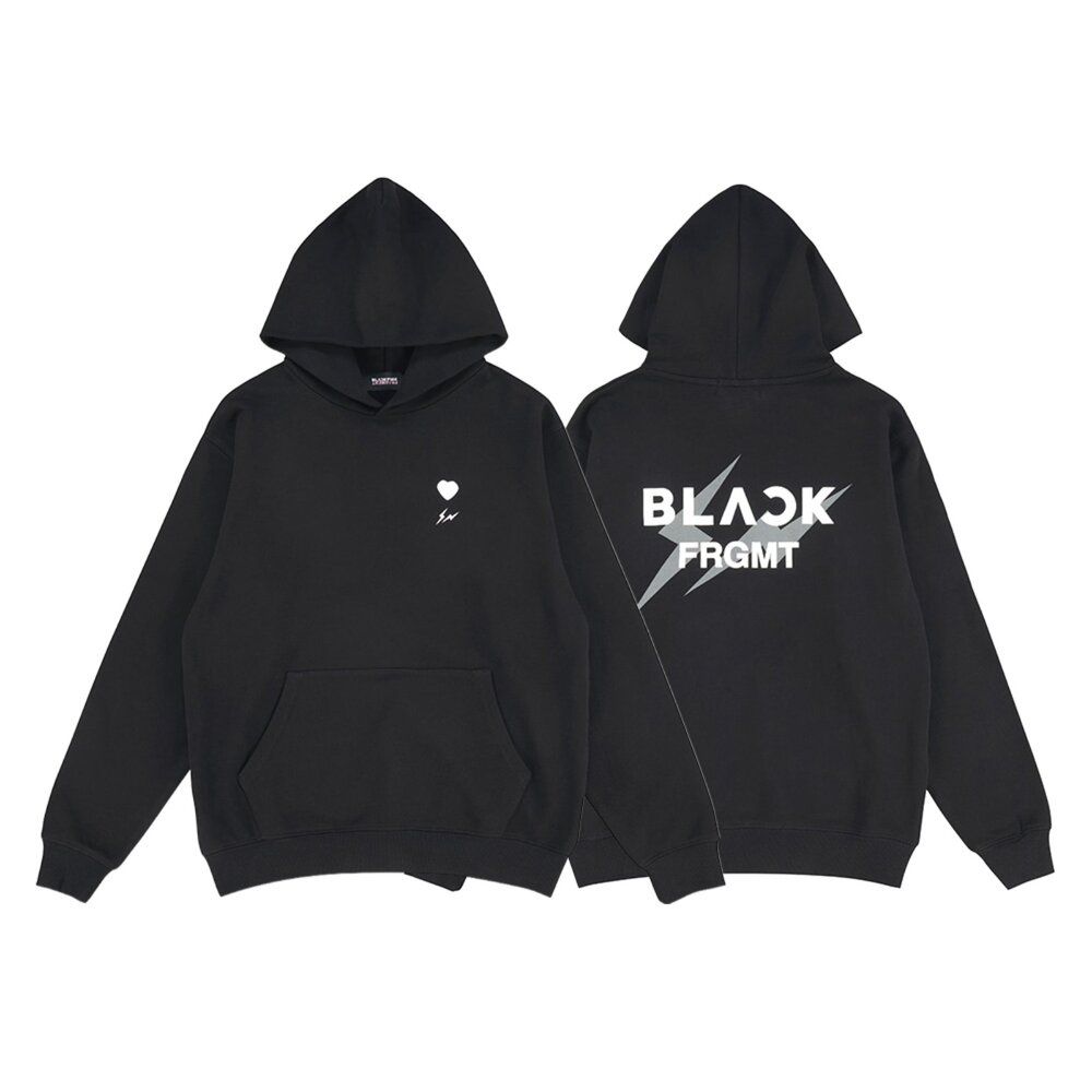 Blackpink x Fragment 藤原浩小愛心閃電Logo / 胸前字樣黑帽T ANBP-06