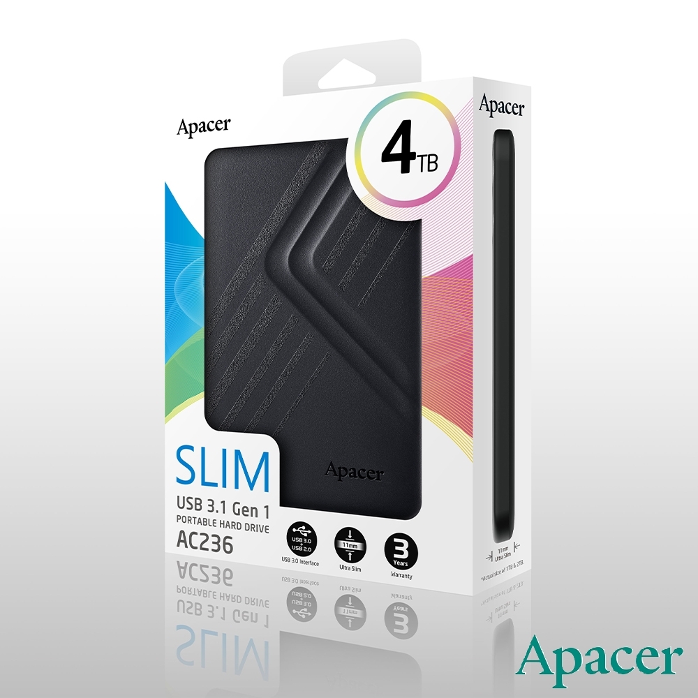 Apacer AC236 2.5吋 4TB 外接行動硬碟-黑 | 2.5吋 4TB外接硬碟 | Yahoo購物中心