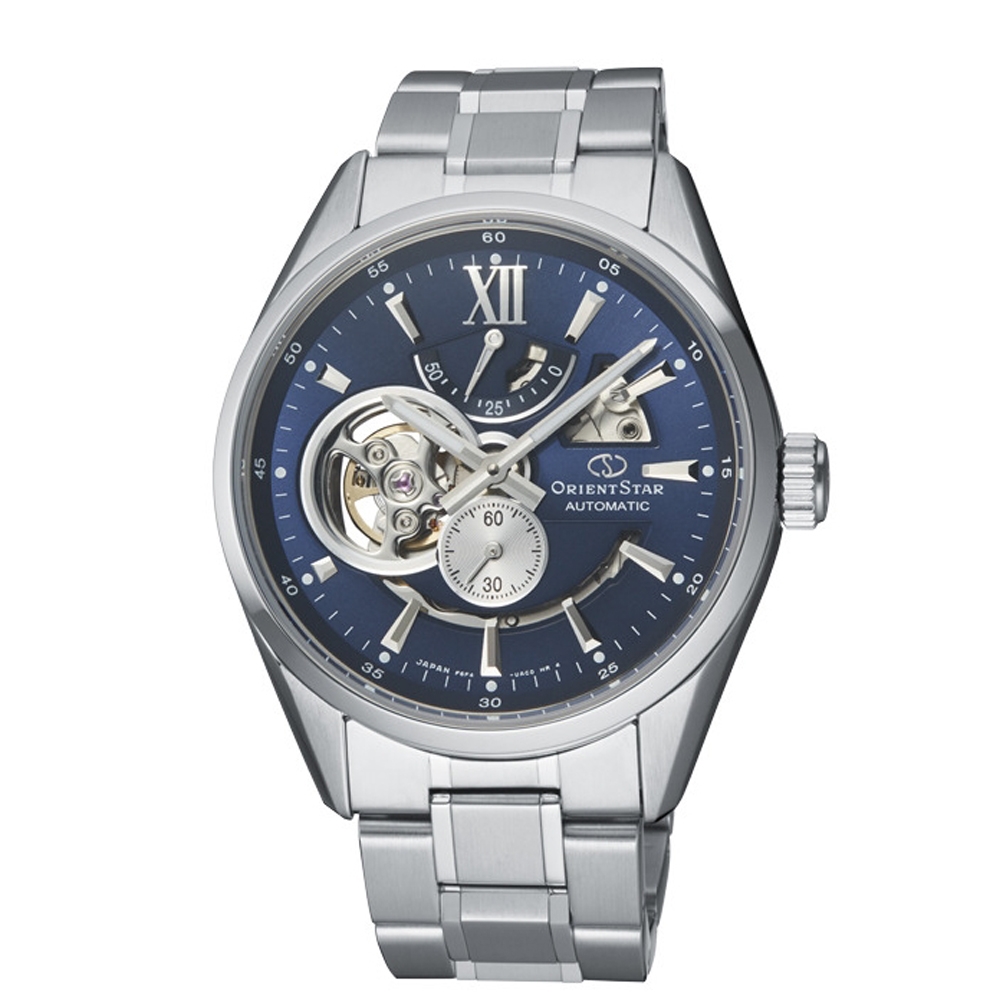 ORIENT 東方錶 官方授權 東方之星 OPEN HEART系列 鏤空機械男錶-藍色-錶徑41mm(RE-AV0003L)