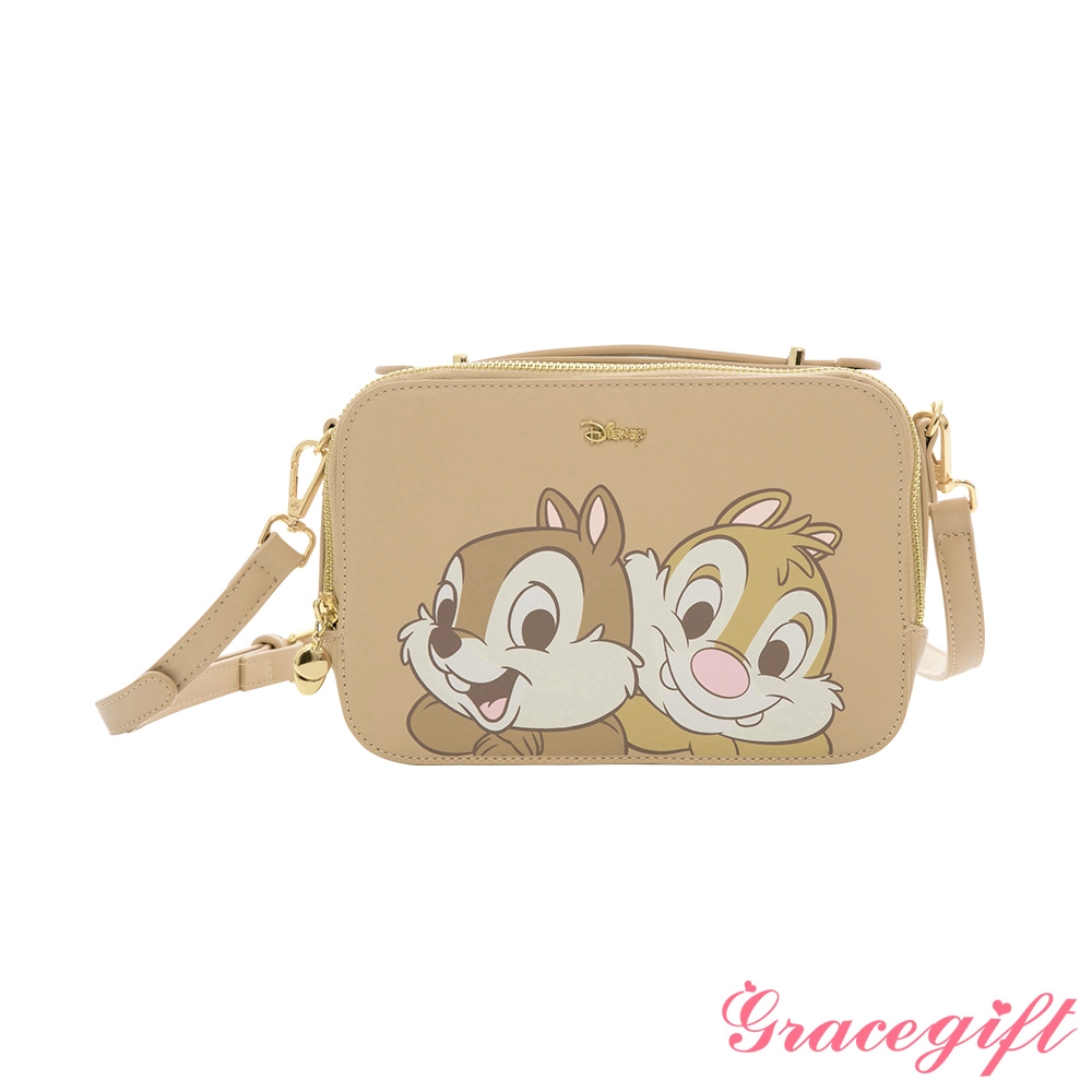 Disney collection by grace gift-迪士尼奇奇蒂蒂款表情兩用方包淺咖