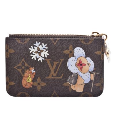 LV Louis Vuitton路易威登 M15333 聖誕限定Vivienne Wintery Travel系列Monogram帆布拉鍊名片夾
