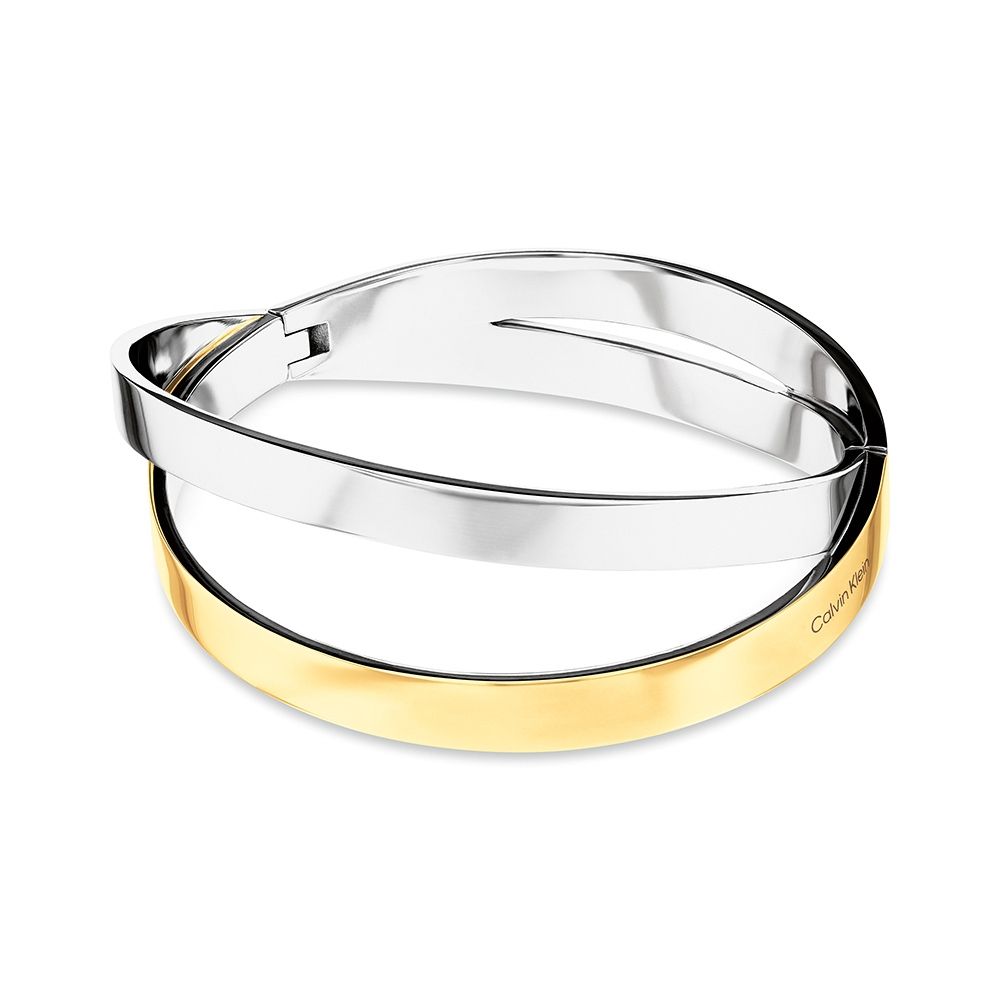 Calvin Klein CK Elliptical 建築美學優雅手鐲 手環 開學換新季 送禮推薦-銀x金 35000852