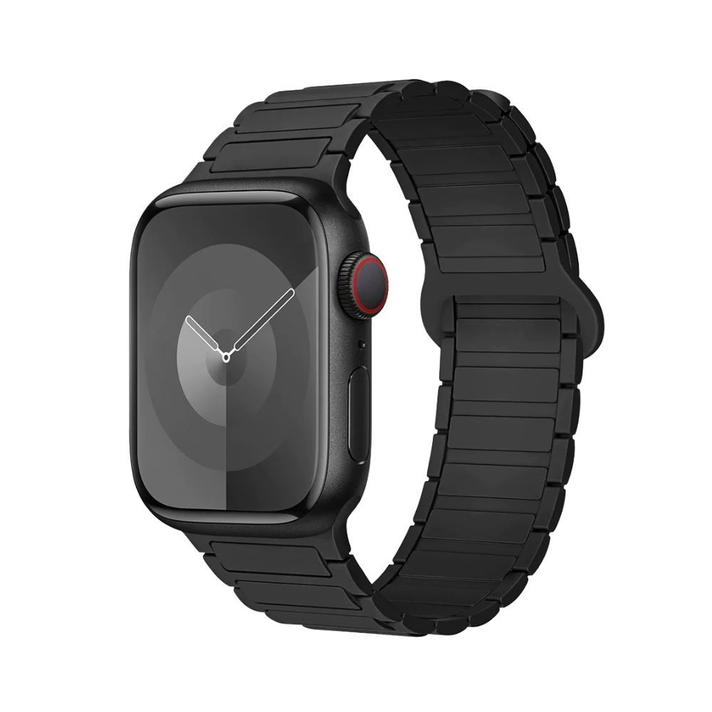 【Phonemo】Apple Watch 磁吸矽膠回環錶帶 透氣親膚液態矽膠 潮流多色可選 38-49mm 通用 (黑)