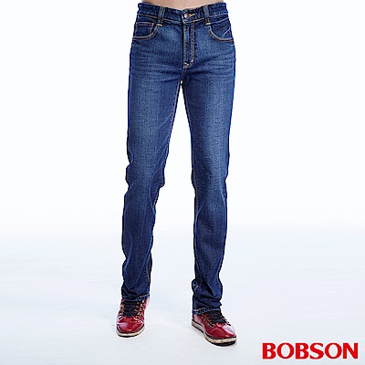 BOBSON 男款低腰異素材直筒褲