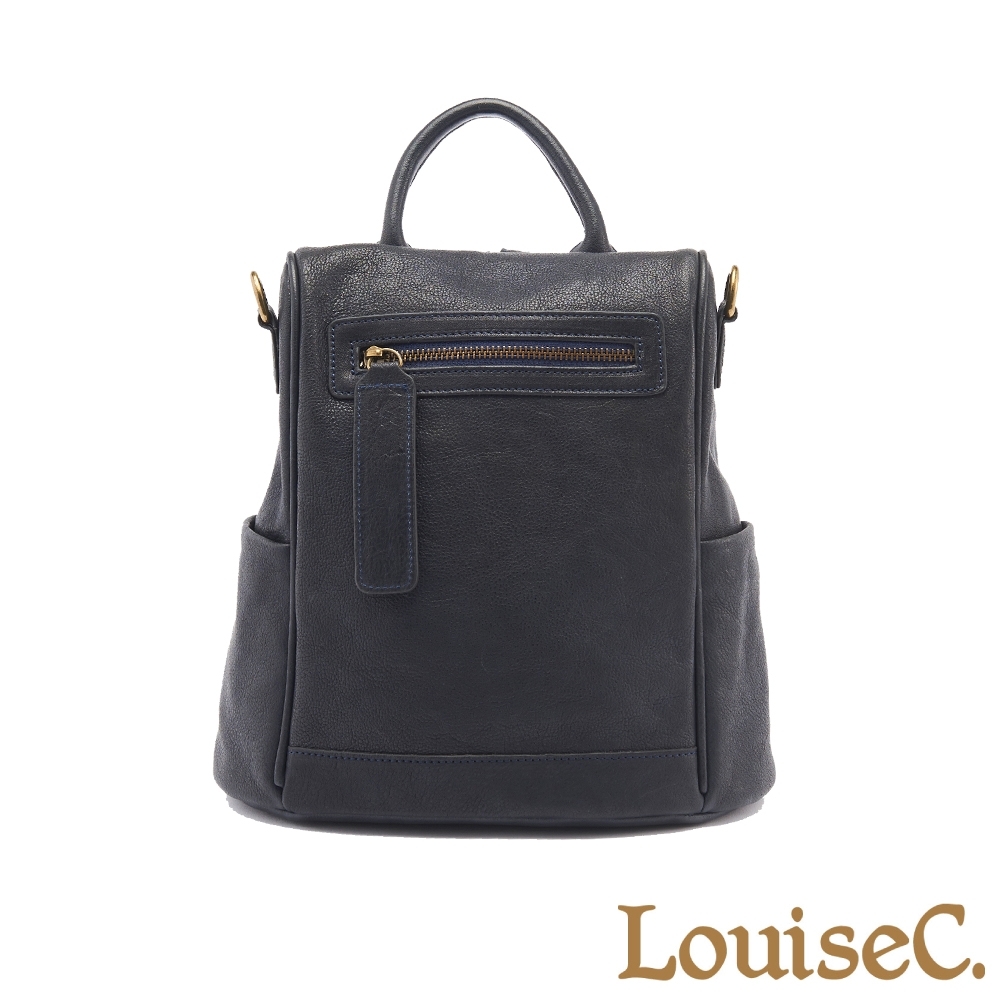 【Tree House】(精選8折) LouiseC. 植鞣革牛皮背後開口後背真皮包(小尺寸)(藍色) WI91209-09