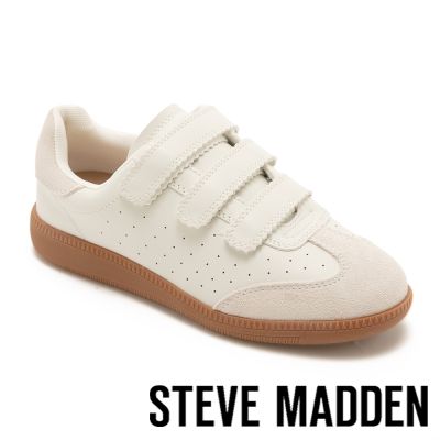 STEVE MADDEN-真皮拼接魔鬼氈休閒鞋MOMENTUM-白色