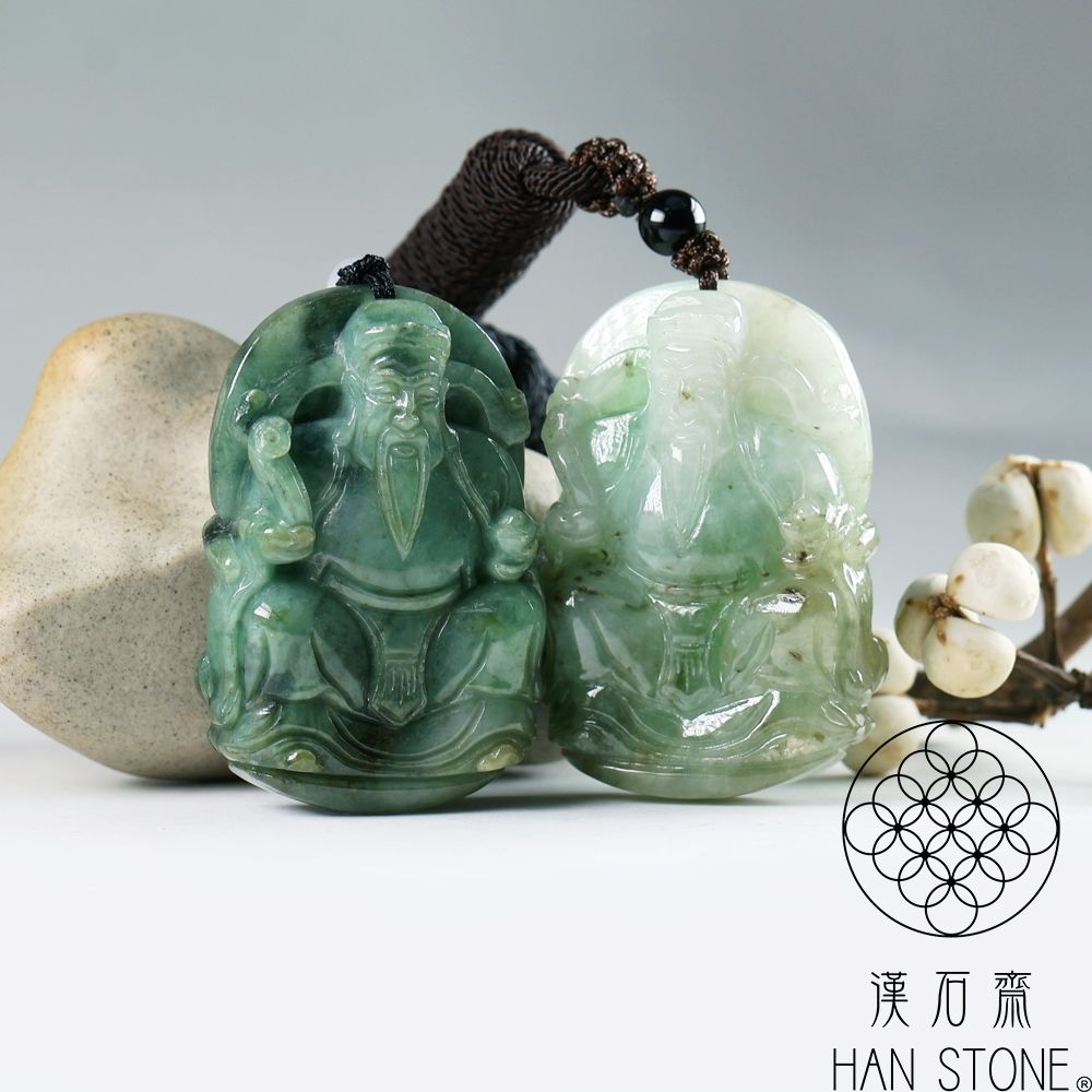 漢石齋】天然翡翠A貨財神玉佩吊墜飄花種(33*48*13mm) | 漢石齋| Yahoo