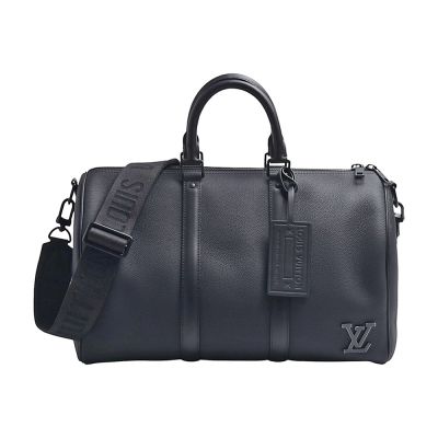 LOUIS VUITTON路易威登 LV M57088 Keepall Bandouliere  40 系列粒面牛皮手提/肩背包(黑色)