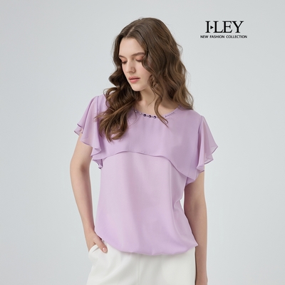ILEY伊蕾 柔美垂墜造型雪紡上衣(紫；M-XL)