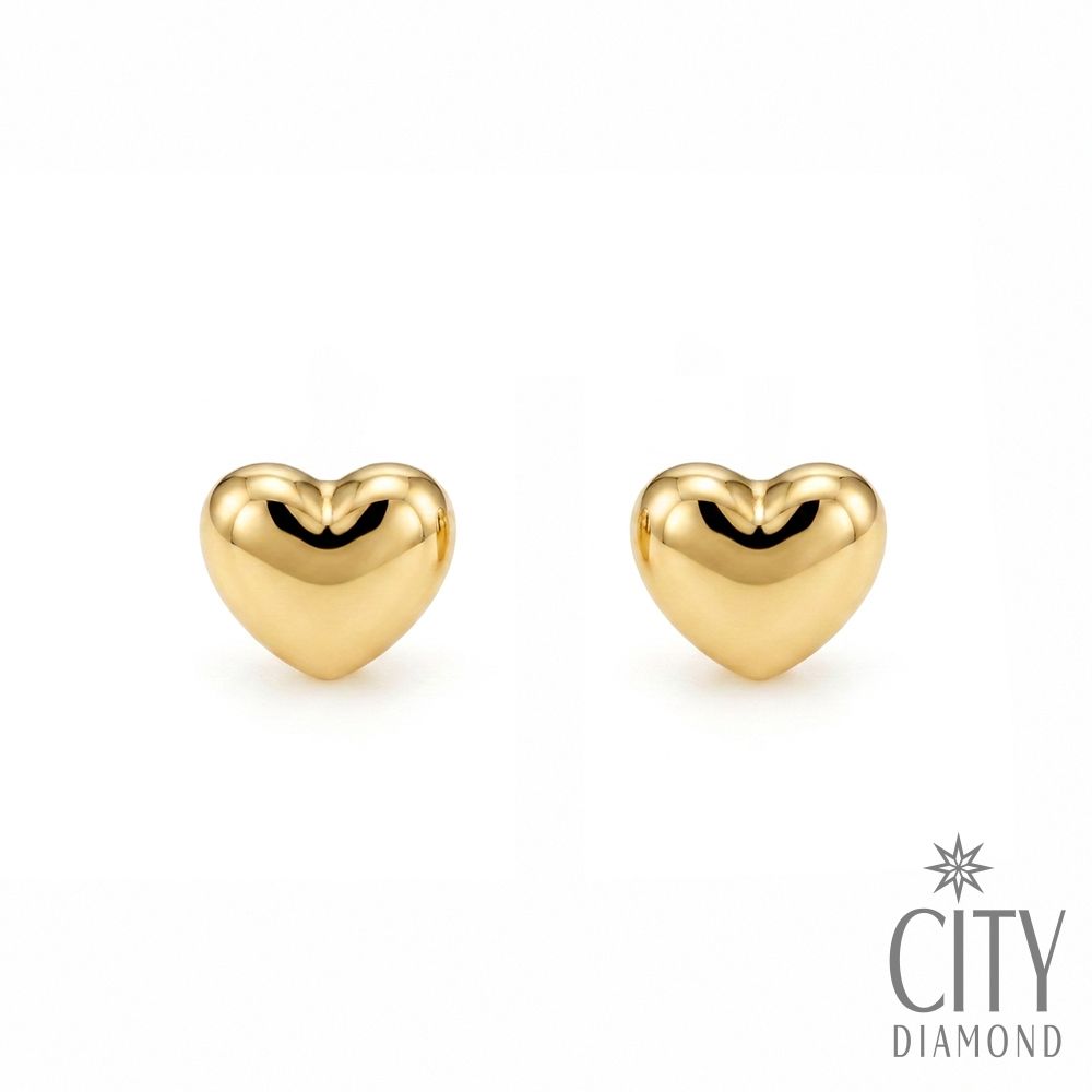 【City Diamond 引雅】網路獨家 18K 日本 愛心 5mm 黃K金 造型耳環 (東京Yuki系列)